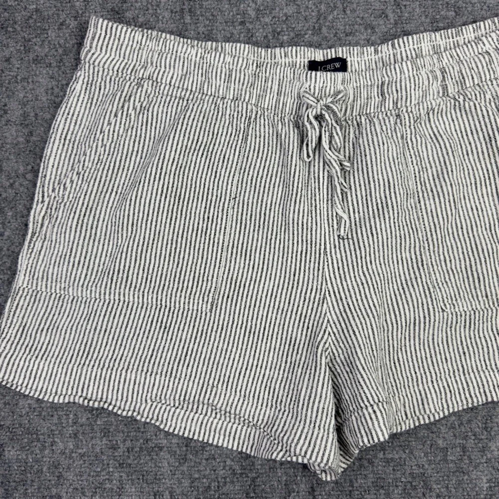 J.Crew Shorts M Black White Linen Blend Striped Coastal Minimalist Vacation Boho